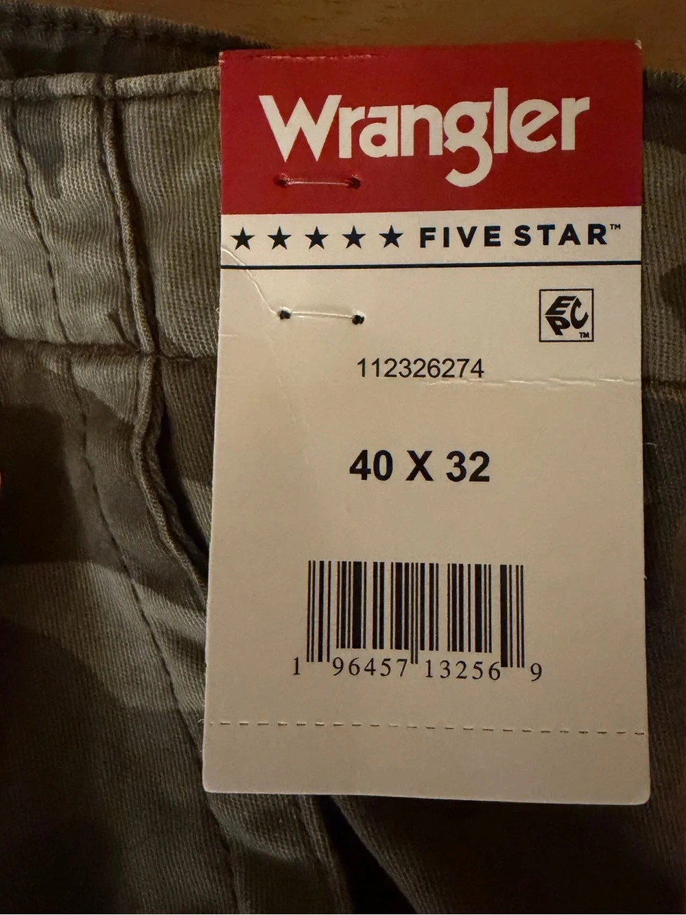 Wrangler Men's Cargo Pants Size 40x32 Camo Medium Stretch Taper Leg Regular Fit